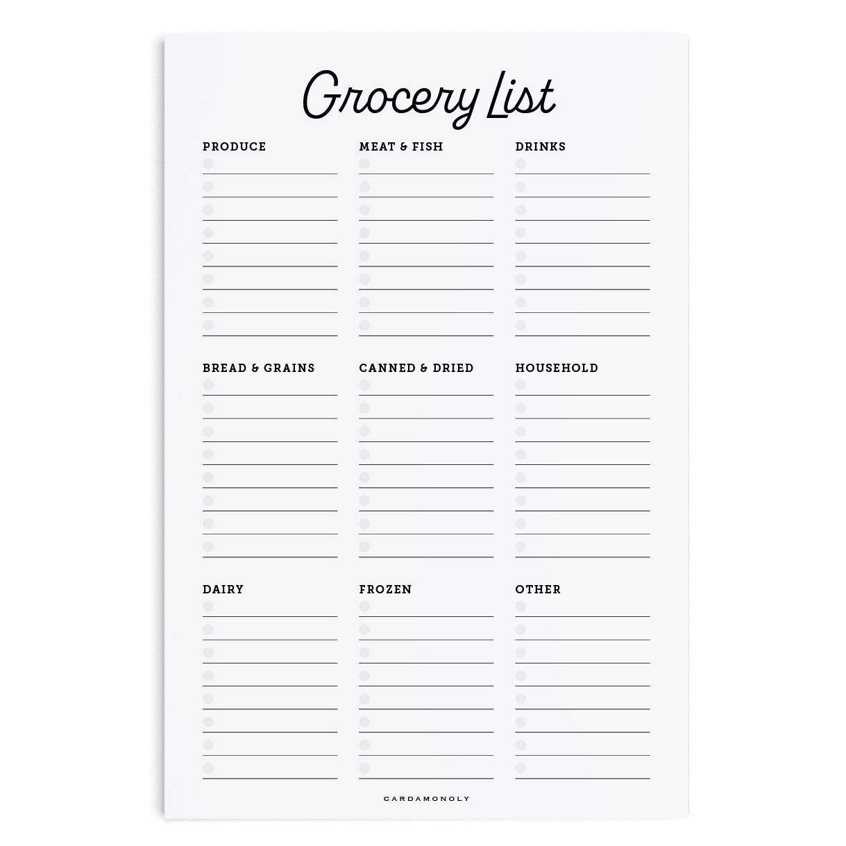 Non-Magnet Grocery List Planning Pad