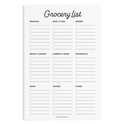 cardamonoly grocery list planning pad on white background